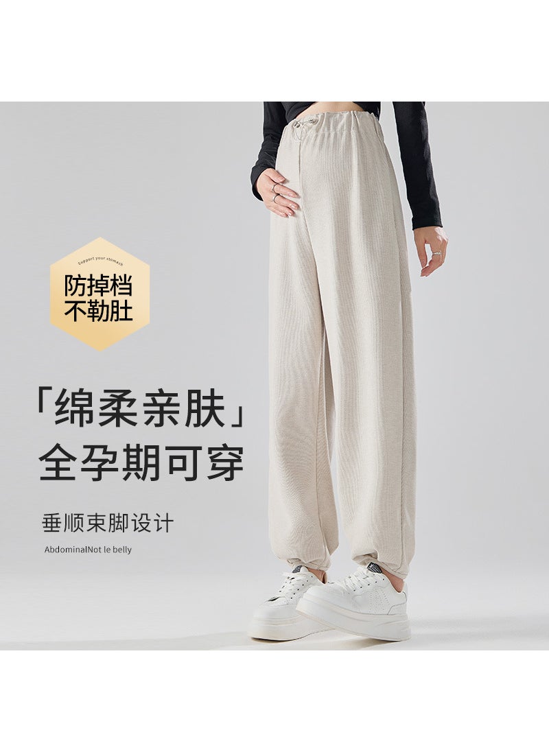 Generic Maternity Knit Pants Autumn Winter Loose Fit khaki  - Image 4