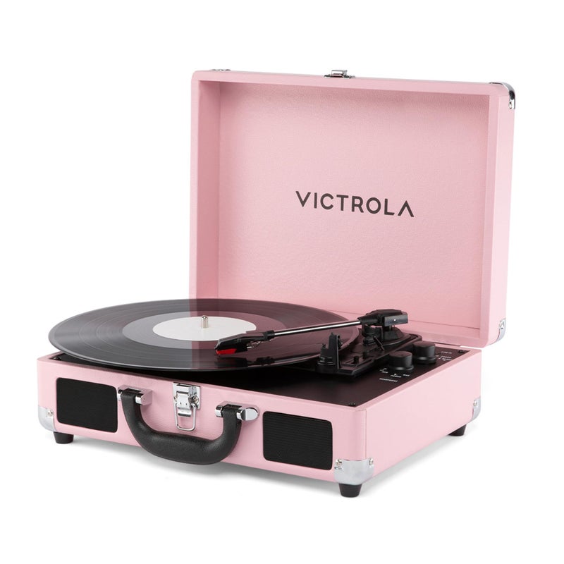 Victrola Journey II (2025 Model) â€“ Bluetooth Suitcase Record Player â€“ Built-in Stereo Speakers with Enhanced Bass, 3-Speed Turntable, Bluetooth Input and Output, RCA & Headphone Outputs (Pink) - Image 1