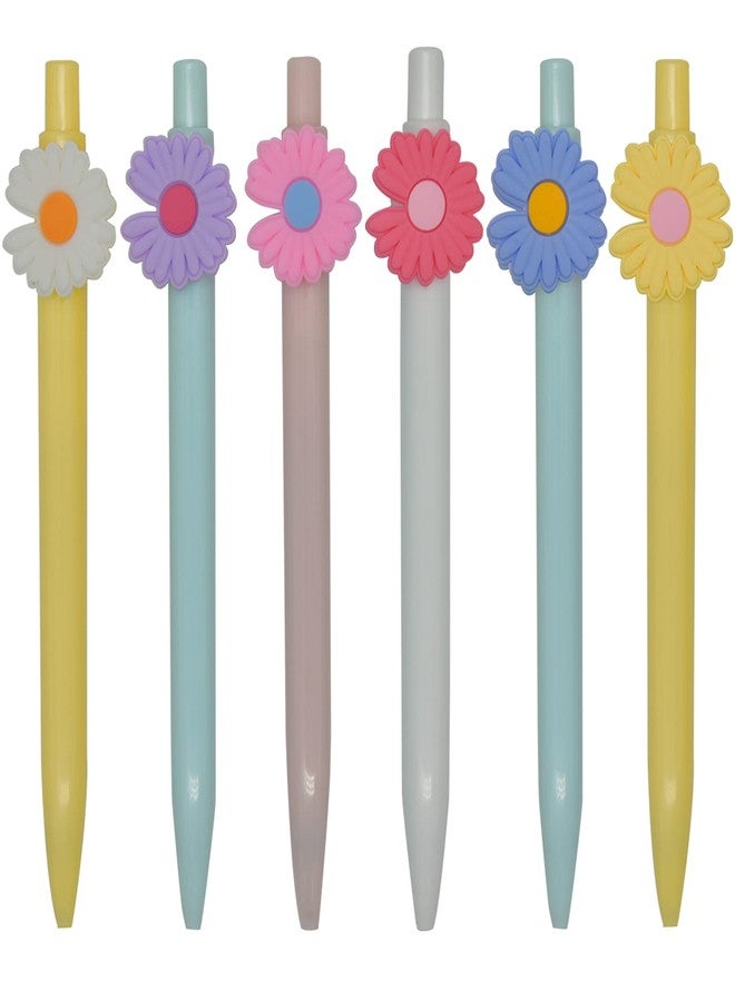 Maydahui 12 PCS Little Daisy Shaped Rollerball Pen Retractable Colorful Flower Pens Black Gel Ink Fresh Plant Desktop Decoration for Office School Party - Image 1