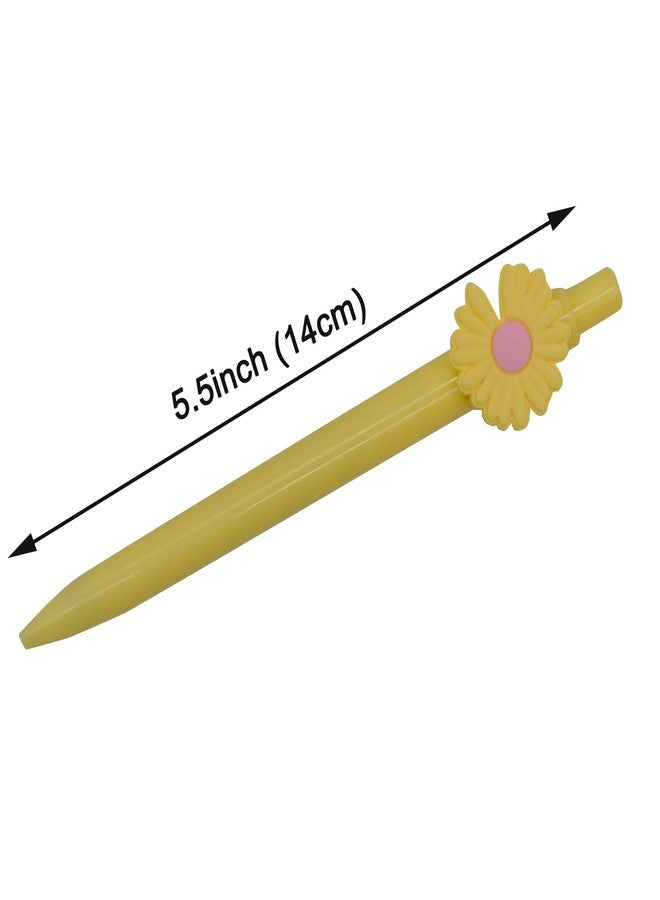 Maydahui 12 PCS Little Daisy Shaped Rollerball Pen Retractable Colorful Flower Pens Black Gel Ink Fresh Plant Desktop Decoration for Office School Party - Image 2