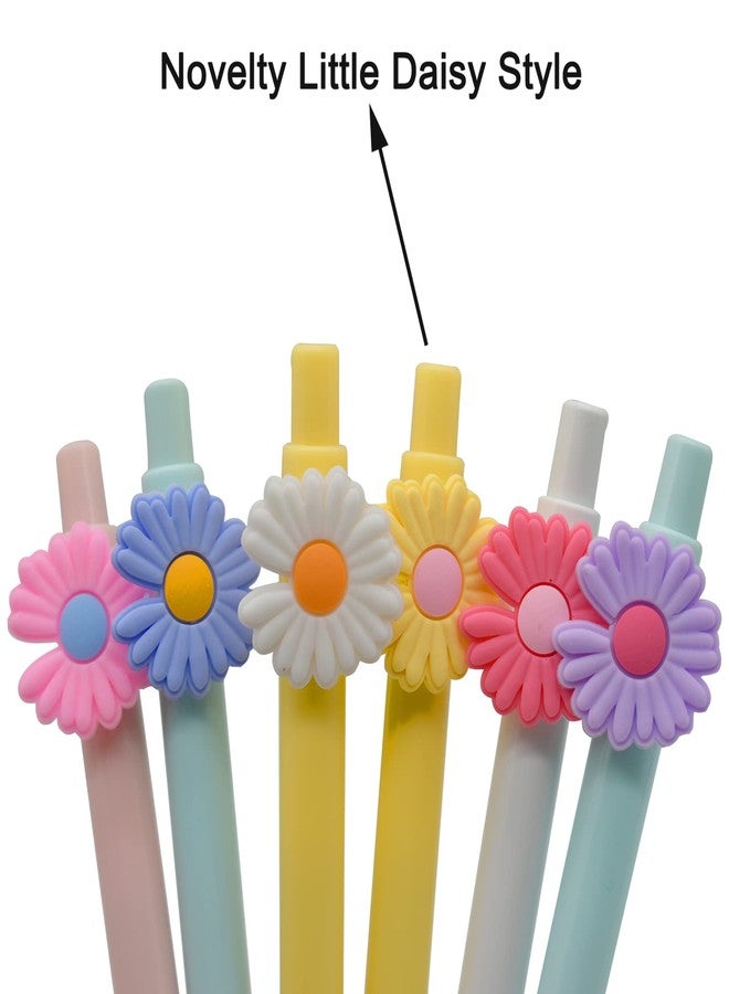 Maydahui 12 PCS Little Daisy Shaped Rollerball Pen Retractable Colorful Flower Pens Black Gel Ink Fresh Plant Desktop Decoration for Office School Party - Image 3
