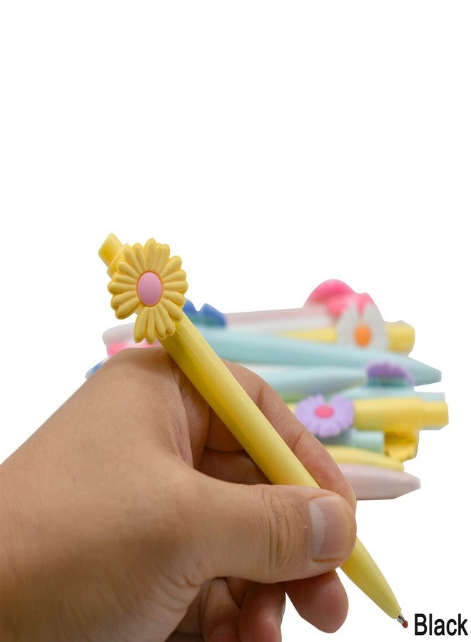 Maydahui 12 PCS Little Daisy Shaped Rollerball Pen Retractable Colorful Flower Pens Black Gel Ink Fresh Plant Desktop Decoration for Office School Party - Image 5