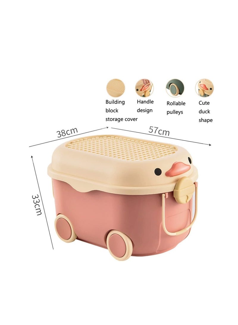 Generic Children's Toy Storage Box Stackable Toy Organizer with Wheels and Handle,Large Kids Toy Chest,Animal Toy Storage Organizer/Bin/Box/Basket/Trunk for Toddler  - Image 2