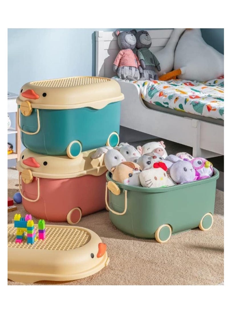 Generic Children's Toy Storage Box Stackable Toy Organizer with Wheels and Handle,Large Kids Toy Chest,Animal Toy Storage Organizer/Bin/Box/Basket/Trunk for Toddler  - Image 3
