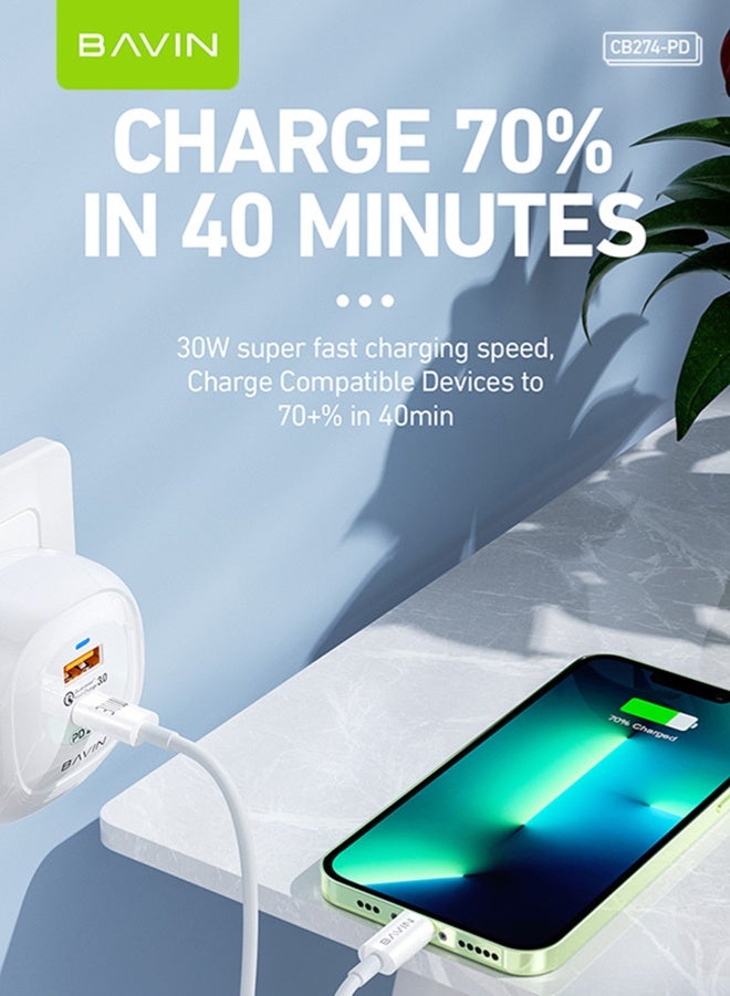 BAVIN iPhone Charger Cable 1M USB C to Lightning Cable Fast Charging Power Delivery PD 30W 3A iPhone Cable for iPhone 14/14 Pro/14 Plus/14 Pro Max, iPad Pro, iPhone 8-13 All Series - Image 2