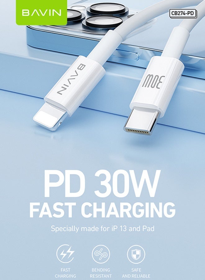 BAVIN iPhone Charger Cable 1M USB C to Lightning Cable Fast Charging Power Delivery PD 30W 3A iPhone Cable for iPhone 14/14 Pro/14 Plus/14 Pro Max, iPad Pro, iPhone 8-13 All Series - Image 5