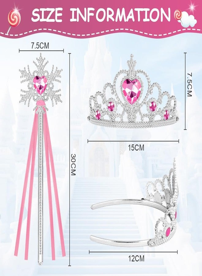 Vicloon 2PCS Princess Crown and Wands, Princess Dress Up Accessories for Little Girls, Princess Tiara Jewelry Toy for 3-6 Girl Christmas Birthday Cosplay Crown - Image 2