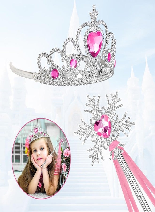 Vicloon 2PCS Princess Crown and Wands, Princess Dress Up Accessories for Little Girls, Princess Tiara Jewelry Toy for 3-6 Girl Christmas Birthday Cosplay Crown - Image 4