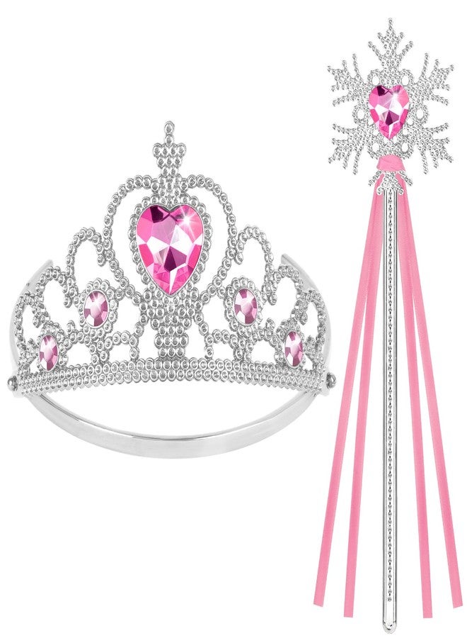 Vicloon 2PCS Princess Crown and Wands, Princess Dress Up Accessories for Little Girls, Princess Tiara Jewelry Toy for 3-6 Girl Christmas Birthday Cosplay Crown - Image 1