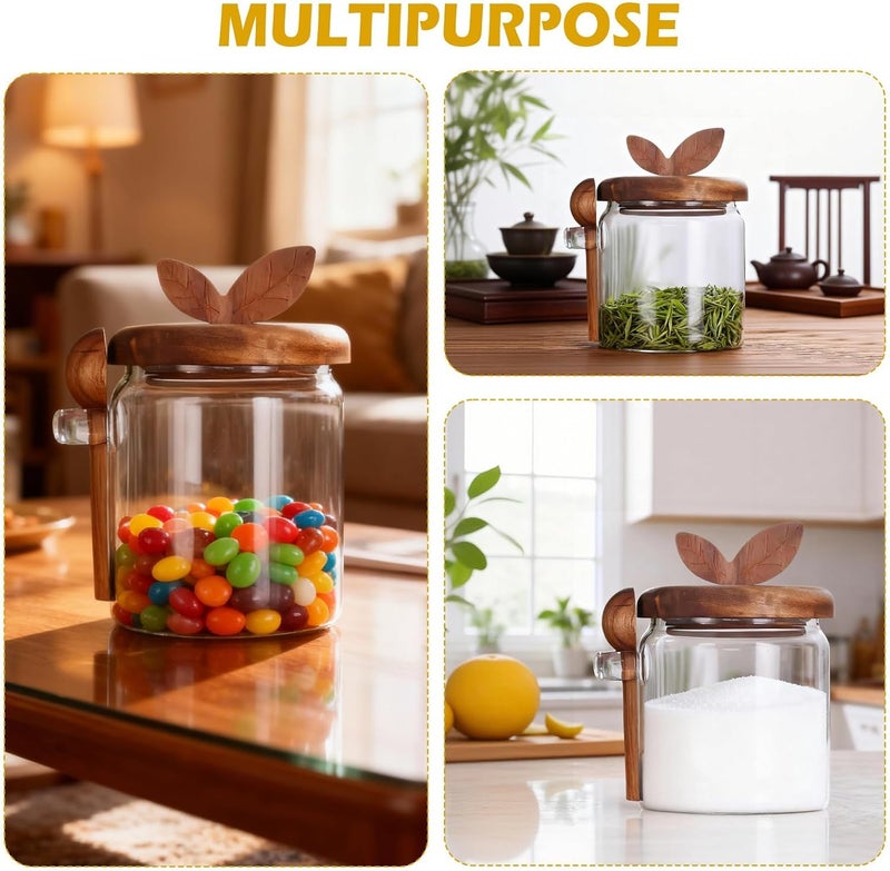 TERRIFI Easy transit optimized build Glass Sugar Bowls with Airtight Lids and Spoons, 13.5oz Kitchen Storage Jars for Coffee Bar, Brown Sugar, Salt, Tea, Spices, Durable Clear Containers for Baking and Pantry Organization Global simple assemble options - Image 3