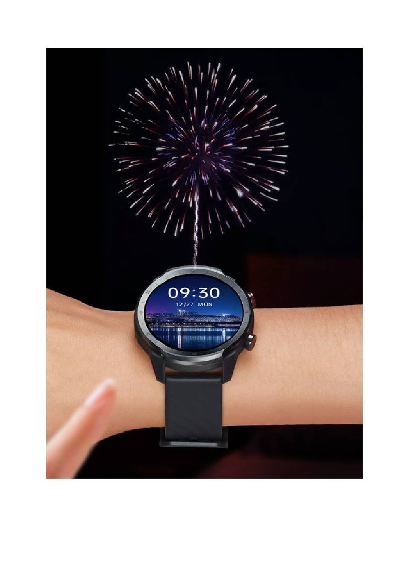 A2 Sporty Bluetooth Calling Smart Watch 1.39 Inch HD Screen Round Dual Straps Optical Heart Rate Sensor SpO2 Sensor Accelerometer Bluetooth 5.3 Connectivity 2ATM Waterproof 350mAh Battery Black