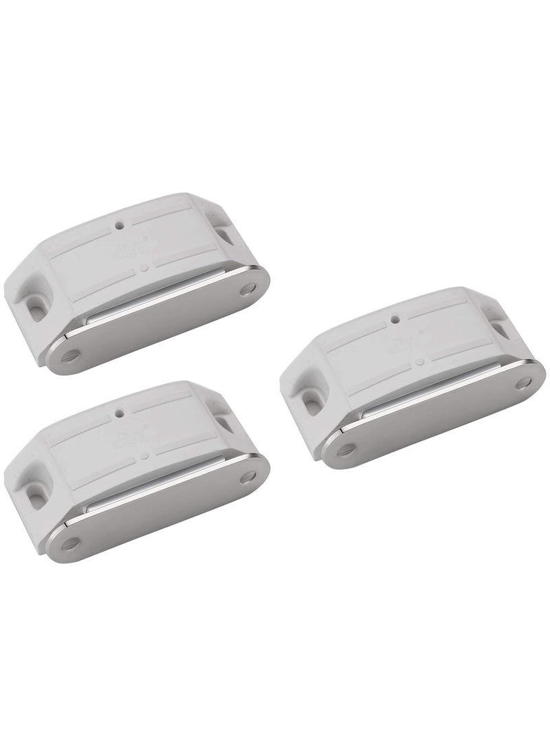 Axtry Axtry Pack of 3 White Door Catcher for Wooden Door Cabinet Cupboard Wardrobe Kitchen Drawer Size no 3 55x29x10 mm  - Image 1