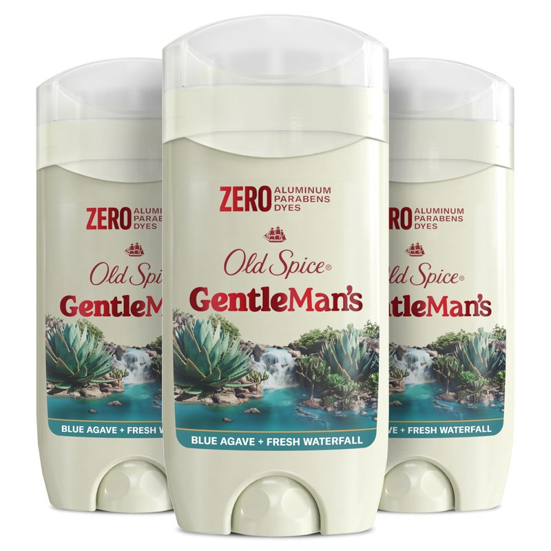 Old Spice GentleMan's Aluminum Free Dry Feel Deodorant for Men, 24/7 Lasting Freshness, Gentle on Skin with Skin Conditioners, Blue Agave + Fresh Waterfall Scent, 3.0 oz (Pack of 3) - Image 1