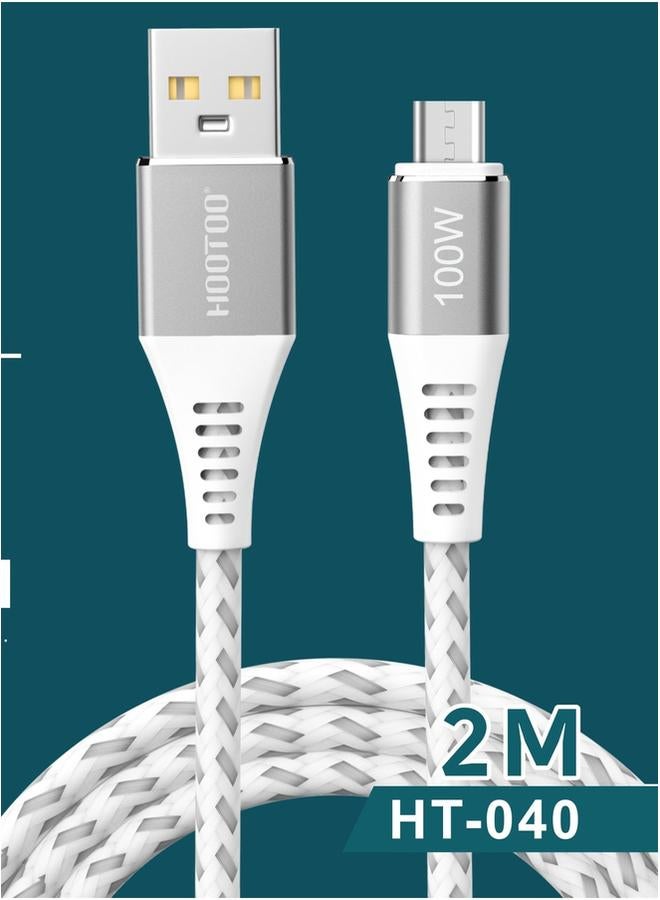 HooToo 100W Micro Fast Charging Strong Aluminum Alloy Connector Durable Nylon Braided Cable High Speed Data Transmission  - Image 1