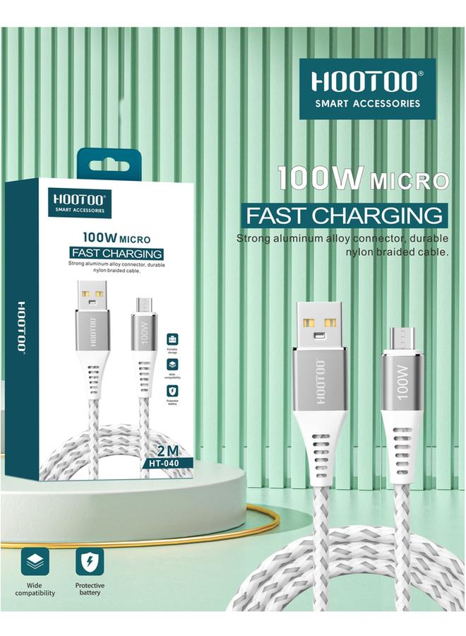 HooToo 100W Micro Fast Charging Strong Aluminum Alloy Connector Durable Nylon Braided Cable High Speed Data Transmission  - Image 2
