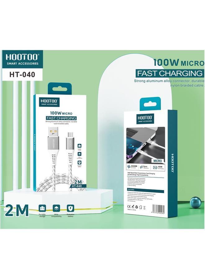 HooToo 100W Micro Fast Charging Strong Aluminum Alloy Connector Durable Nylon Braided Cable High Speed Data Transmission  - Image 3