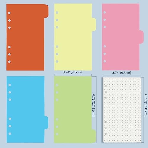 Harphia A6 6 Holes Binder Refill Value Set, 90sheets dotted loose leaf paper with stickers and dividers, planner inserts with binder pockets for A6 binder 6 holes refillable notebook,005dA6dot - Image 4