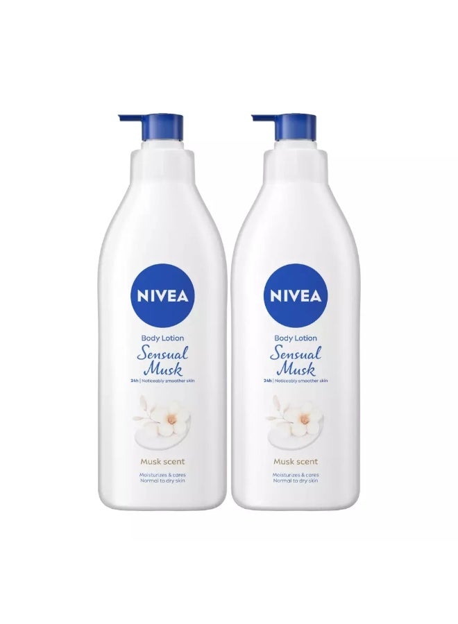 Nivea Body Lotion, Deep Moisture Serum With Musk Fragrance For Normal to Dry Skin- 2X400ml
