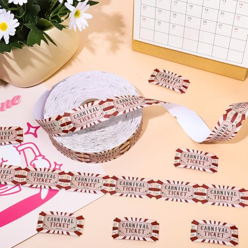 FYSUIMU 1000 Pcs Carnival Tickets Roll Halloween Raffle Tickets Vintage Circus Carnival Party Ticket Decorations for Birthday Party Events Fundraiser Class Reward Family Games Door Prizes - Image 4