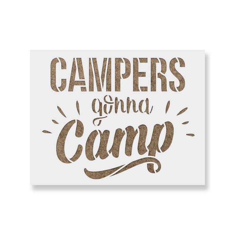 Stencil Revolution Campers Gonna Camp Stencil Template for Walls and Crafts Reusable Stencils for Painting in Small Large Sizes