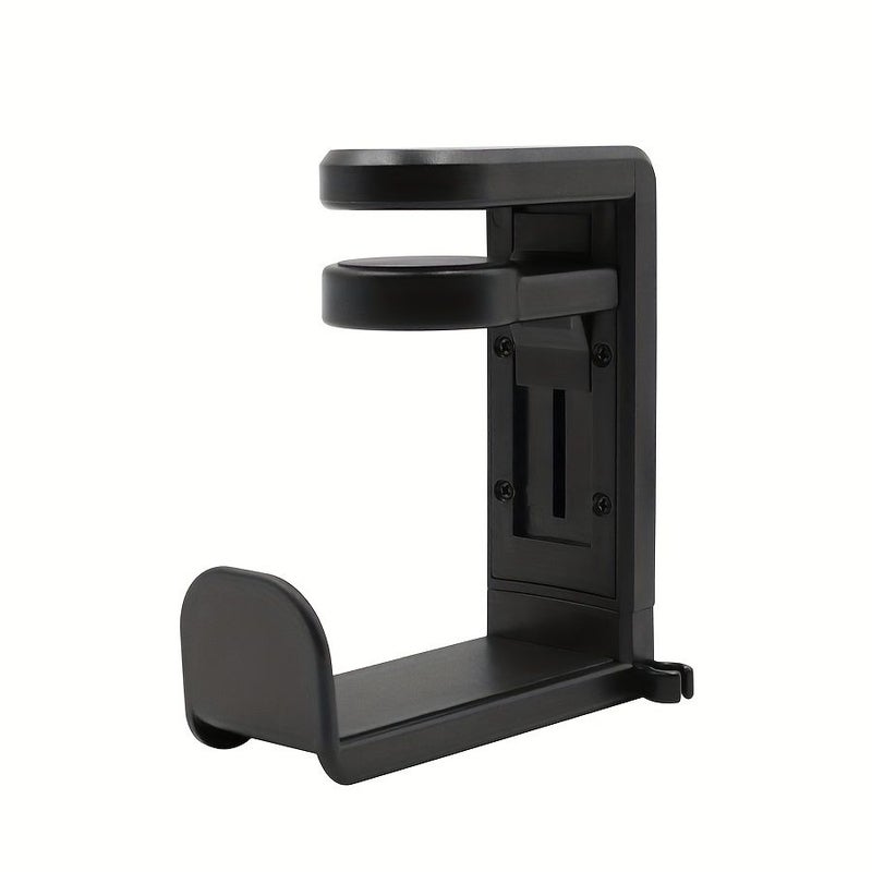Black Under Desk Headphone Stand With Clip Mount No Drilling ABS - Image 5