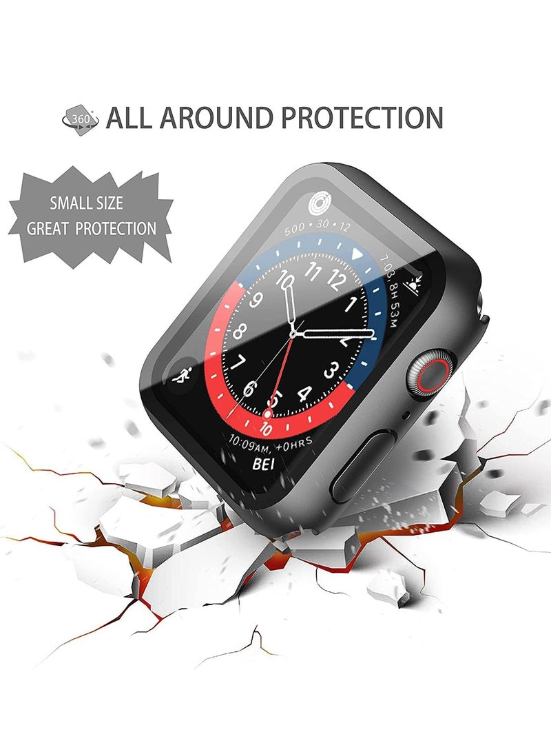 Misxi 2-Pack Waterproof Hard Case with Tempered Glass Compatible with Apple Watch SE 3 SE 2 SE Series 6 Series 5 Series 4 44mm, Ultra-Thin Protective Cover for iWatch Screen Protector, Matte Black - Image 4