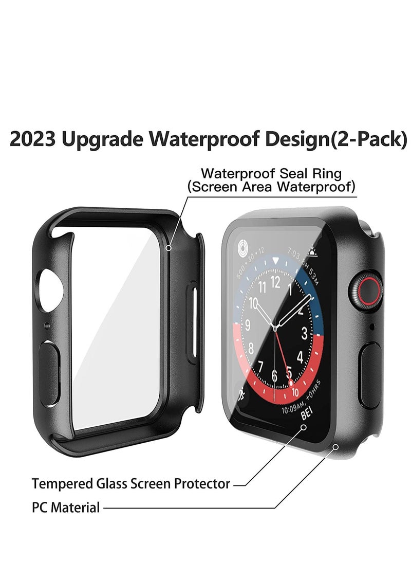 Misxi 2-Pack Waterproof Hard Case with Tempered Glass Compatible with Apple Watch SE 3 SE 2 SE Series 6 Series 5 Series 4 44mm, Ultra-Thin Protective Cover for iWatch Screen Protector, Matte Black - Image 5