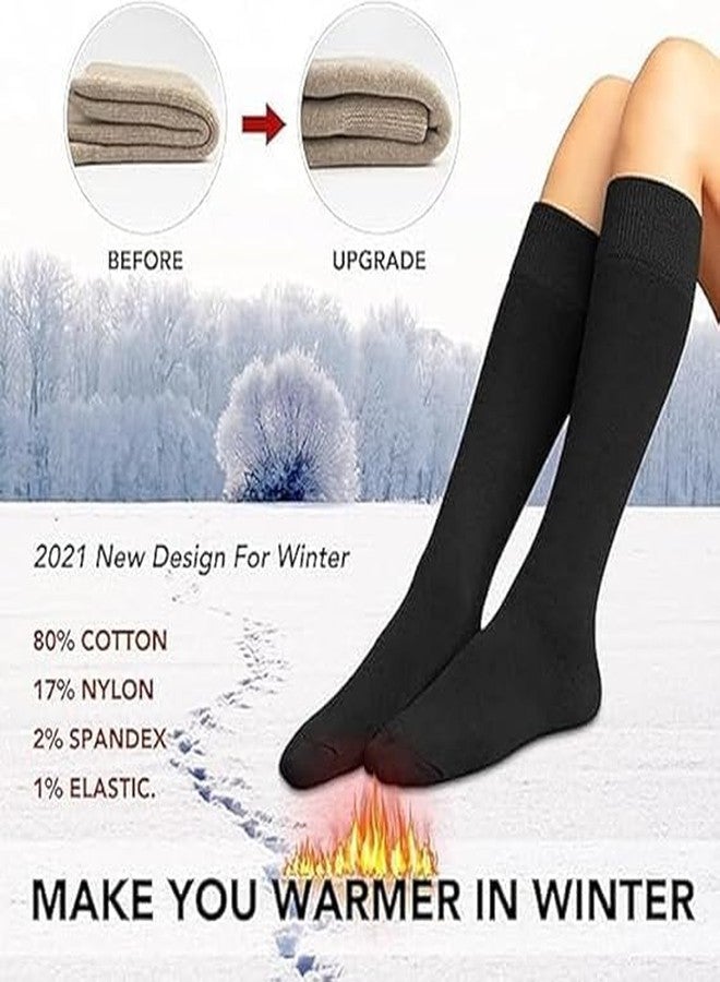 Avenvi Winter Knee High Socks for Women Black, Stretchable Free Size Long woolen socks for Girls & women, Thick Socks Support For Cold Weather, Regular use, Running, Hiking, - Image 4