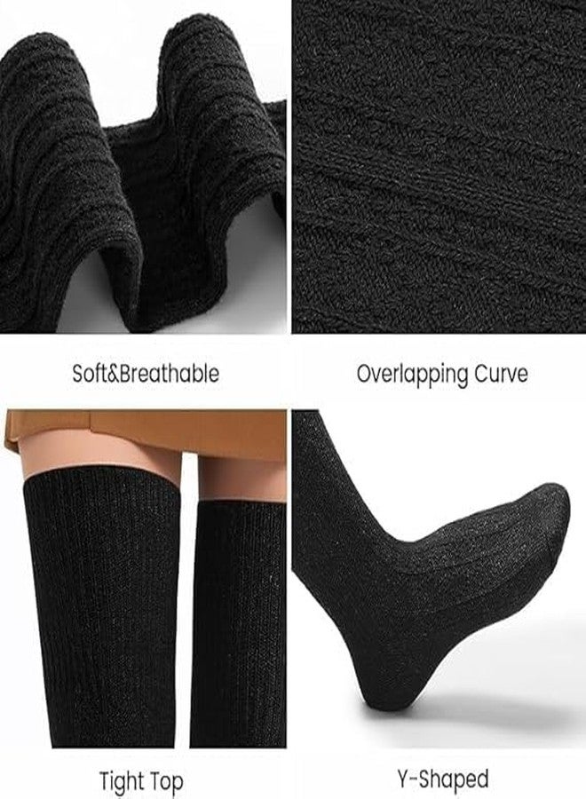 Avenvi Winter Knee High Socks for Women Black, Stretchable Free Size Long woolen socks for Girls & women, Thick Socks Support For Cold Weather, Regular use, Running, Hiking, - Image 2