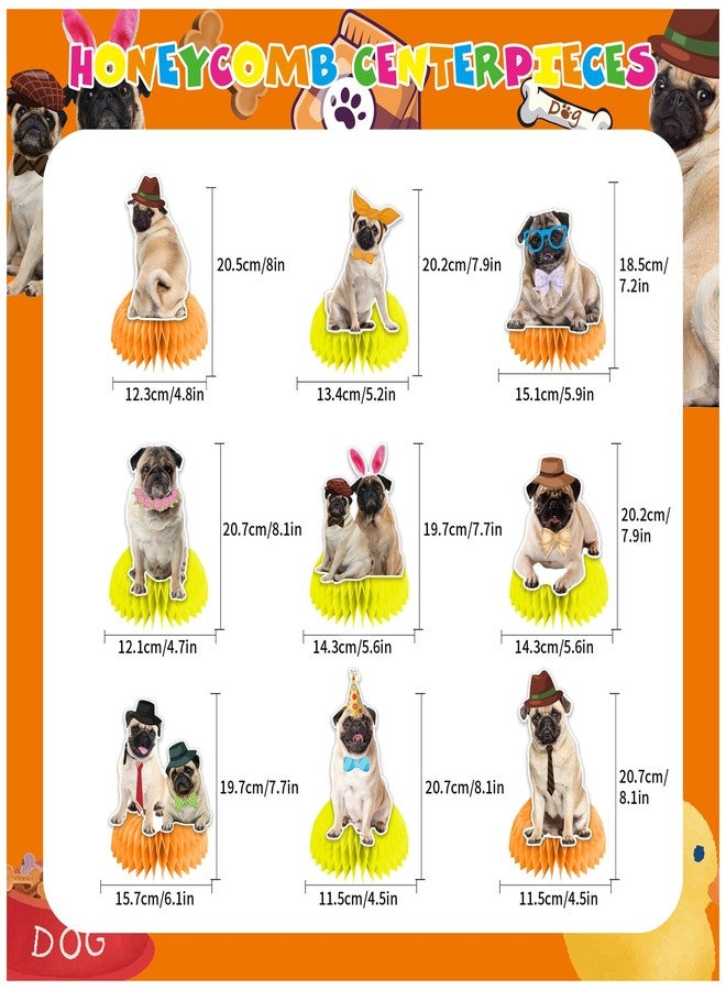 LHDUOFA 9 PCS Pug Honeycomb Centerpieces Table Decorations Pug Table Centerpieces for Pug Dog Party Supplies Birthday Party Decorations - Image 3