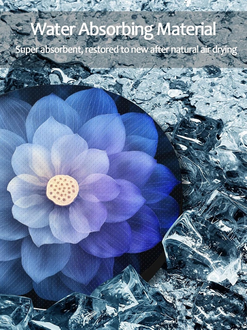 WOCOCN Cute Cup Holder Coasters for Your Car with Fingertip Grip, Auto Accessories for Women & Men,Pack of 2 (Blue Lotus Flower A) - Image 4