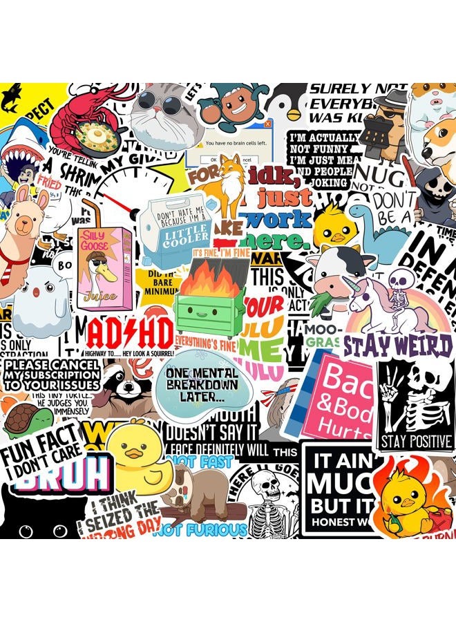 Debinolo Pack of 203 Funny Stickers for Adults Quotes, Water Bottles, Cool Accessories and Waterproof Laptop, Bumper, Phone, Helmets, Wall, Window Decals, Decor - Image 1