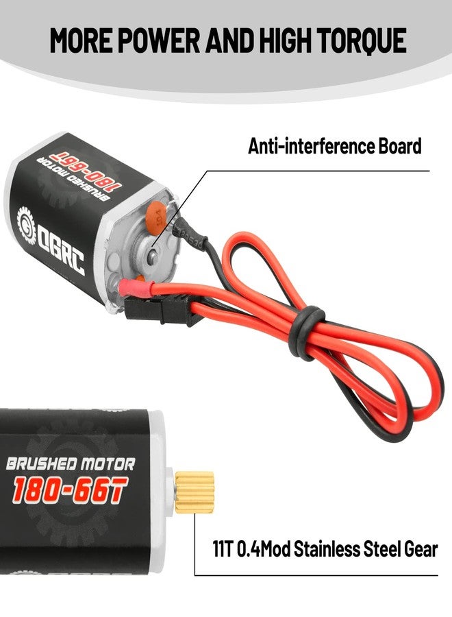 OGUNKE محرك OGRC 180 مصقول 66T مع تروس فولاذية مقاومة للصدأ 11T لترقية سيارة TRX4M 1/18 RC كراولر - Image 5