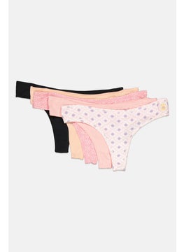 CXL by Christian Lacroix Women 5 Pcs Printed Pull On Thongs, Pink  - Image 3