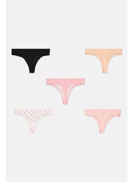 CXL by Christian Lacroix Women 5 Pcs Printed Pull On Thongs, Pink  - Image 2