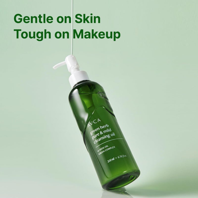 AVCA Green Herb Blackhead Cleansing Oil â€“ Makeup Dissolving & Pore-Clearing Cleanser with Plant Oils, Vitamin E & Squalane, Light-Feel Cleanse, K-Beauty for Normal to Oily Skin, 6.76 fl oz (200 mL) - Image 2