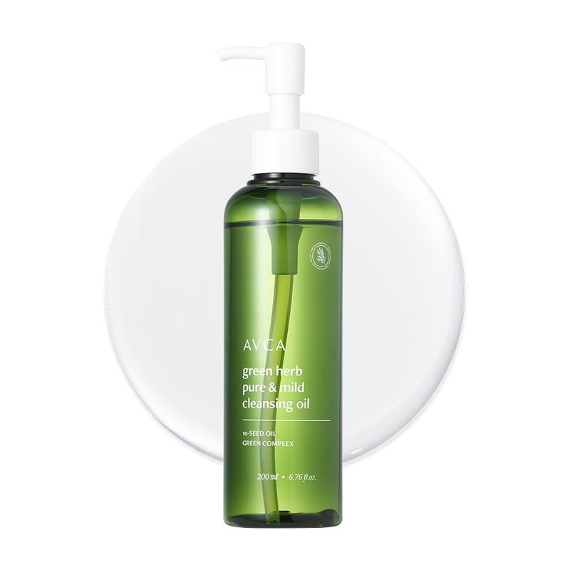 AVCA Green Herb Blackhead Cleansing Oil â€“ Makeup Dissolving & Pore-Clearing Cleanser with Plant Oils, Vitamin E & Squalane, Light-Feel Cleanse, K-Beauty for Normal to Oily Skin, 6.76 fl oz (200 mL) - Image 1