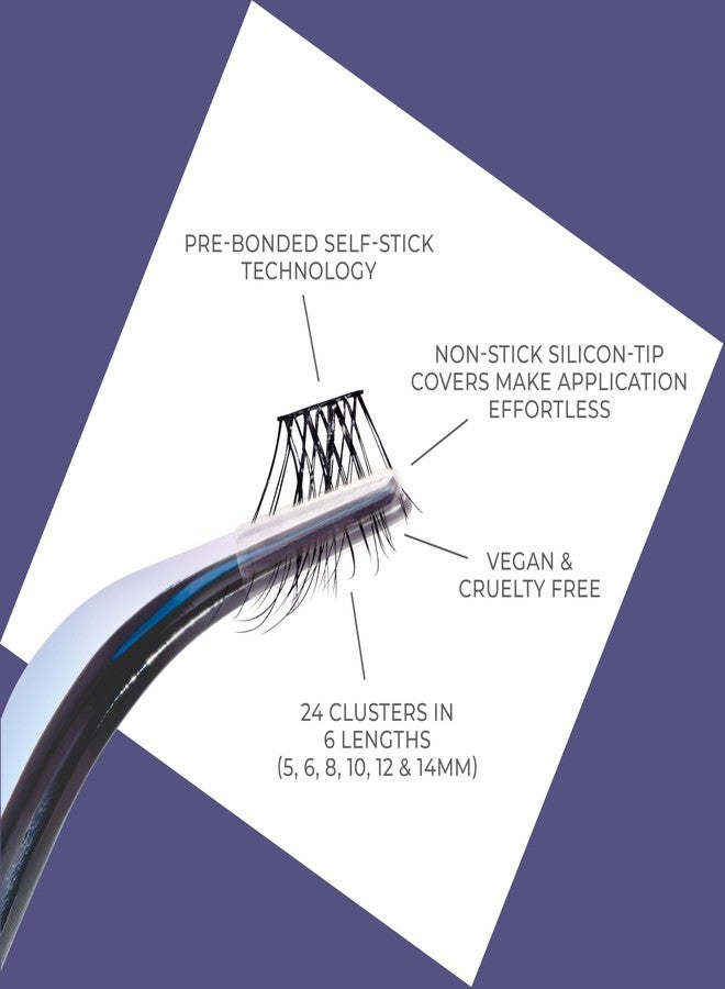 Impress KISS imPRESS Falsies Long Lasting Self Adhesive Eyelashes, ‘Demi Natural’, 5 Day Extended Wear, 24 Natural Volume Lash Clusters (5,6,8,10,12, & 14mm), Precision Non-Stick Applicator - Image 3