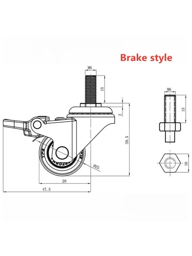 1 Inch Rubber Silent Screw Furniture Casters Non Hurt Floor Wheel 4Pcs 11kg Load - Image 4