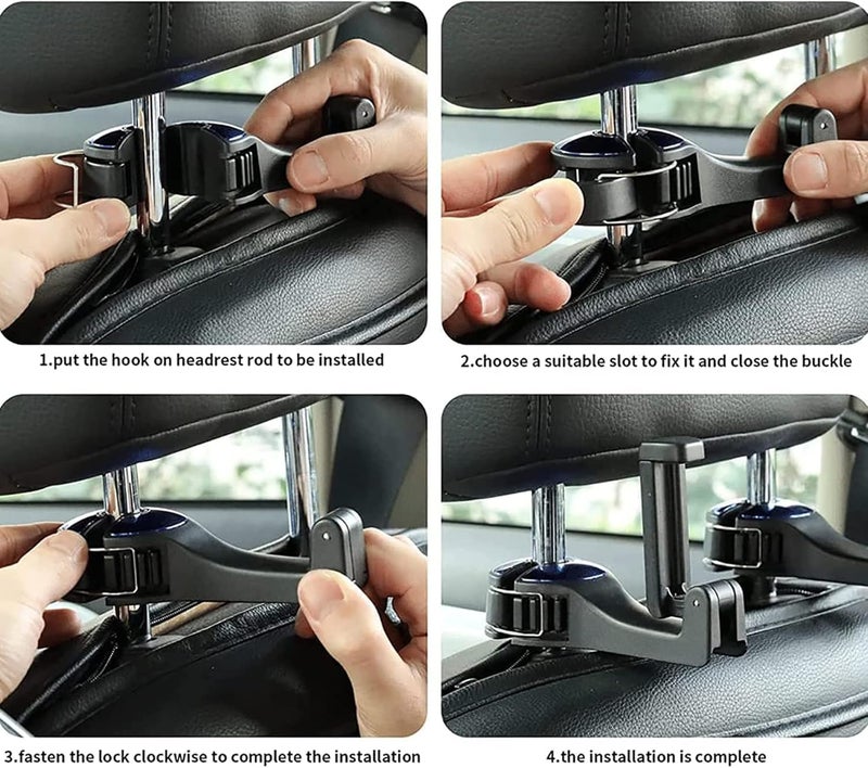 comfrt 2 in 1 Car Headrest Hidden Hook, 2023 New 2 in 1 Car Seat Headrest Hook, 360° Rotation Headrest Hooks, for Bag, Purse, Toys, Groceries (Blue) - Image 1