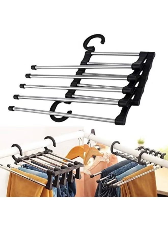 Multi-Purpose Stainless Steel Closet Organizer Hanger - Space-Saving Design for Hanging Pants, Shawls, and Scarves - Black | Code 5402 - Image 1