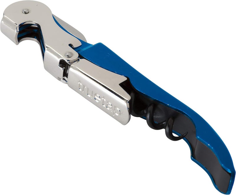 Truetap Double Hinged Waiter's Corkscrew Wine Opener, Stainless Steel Wine Bottle Opener with Built In Foil Cutter, Home Bar Tools, Bar Cart Accessories, Wedding Gifts, Set of 1, Metallic Blue - Image 5