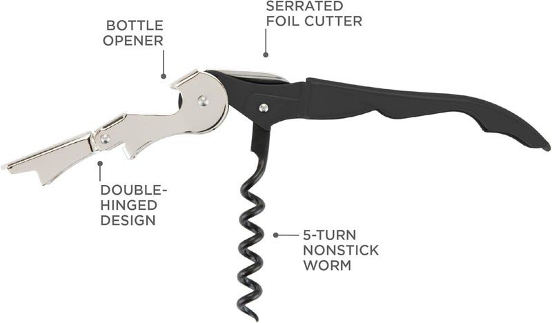 Truetap Double Hinged Waiter's Corkscrew Wine Opener, Stainless Steel Wine Bottle Opener with Built In Foil Cutter, Home Bar Tools, Bar Cart Accessories, Wedding Gifts, Set of 1, Metallic Blue - Image 1