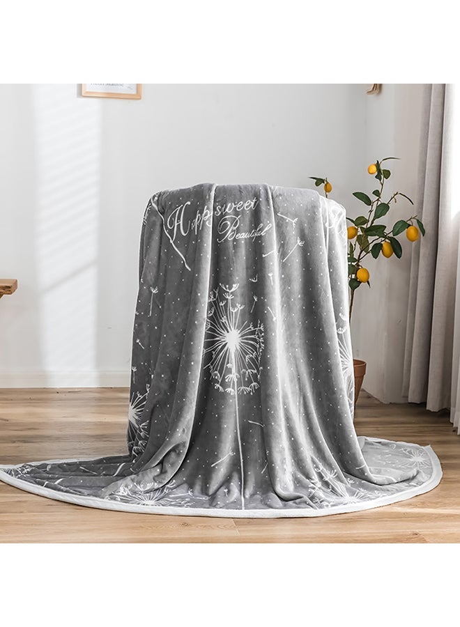 نيبمينينت Soft Plant Printed Thicken Bed Blanket cotton Grey 1.8meter - Image 2