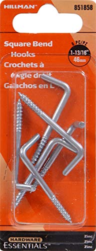 Hardware Essentials 851858 Square Bend Hook Zinc 0.135" x 1-13/16" - 6 Pack - Image 2