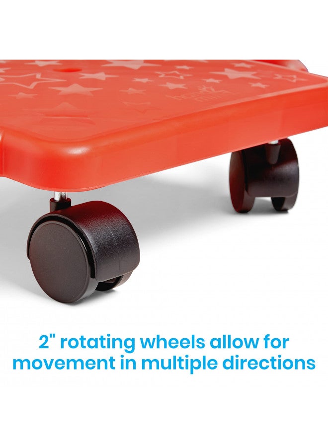 hand2mind Red Heavy-Duty Indoor Scooter Board with Handles, Floor Scooter, Sit Down Scooter, Gym Activities for Kids, Indoor Recess Games, Sport Scooters, Physical Education Equipment, Gross Motor Toy - Image 2