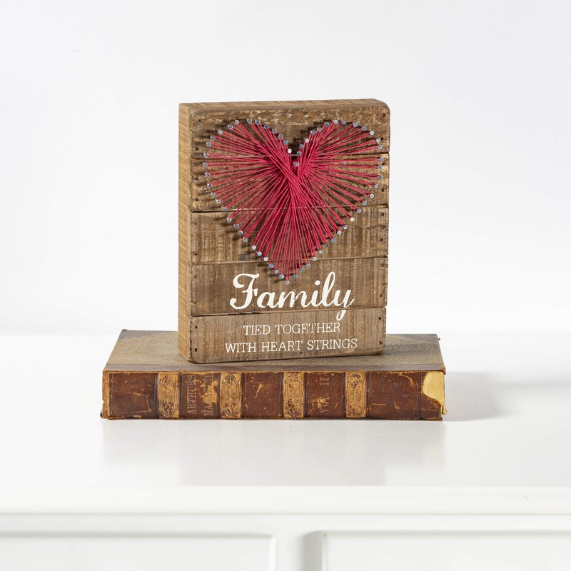 Primitives by Kathy Distressed Wood Slat Sign - 'Family Tied Together' with Hand-Strung Heart, Wall Art & Desk Decor for Home - Image 4