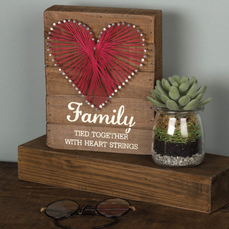 Primitives by Kathy Distressed Wood Slat Sign - 'Family Tied Together' with Hand-Strung Heart, Wall Art & Desk Decor for Home - Image 5