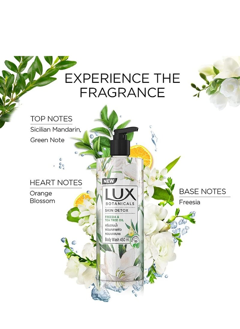 Lux - Lux Botanicals Skin Detox Body Wash (450mL) with Freesia & Tea Tree Oil Extracts For Women |100% Natural Extracts | Purifying & Gentle Shower Gel For Nourished & Revived Skin | Refreshing Fragrance | No Parabens - Image 1