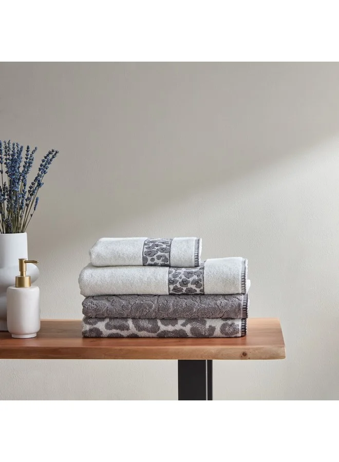 Home Box Opulence Leopard Border Jacquard Turkish Cotton Bath Towel 140 x 70 cm